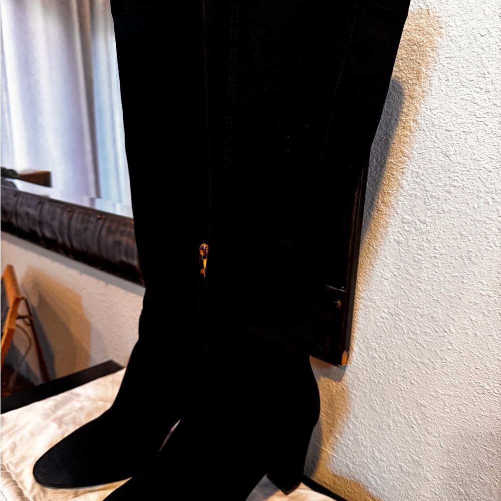 Dune Black Knee-High Block Heel Boots - Sleek Women's Boots